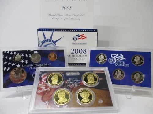 アメリカ合衆国造幣局プルーフセット ~ 2008年 ~ 鑑定書付き ~ 州別25セント硬貨 ~ 1ドル大統領硬貨 ~ 新品|WORLD RESOURCE【QUEEN店】