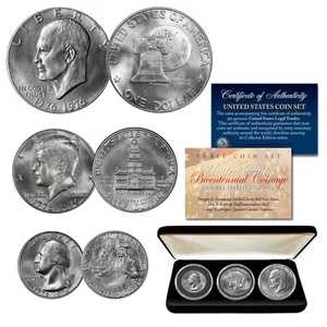 1976年建国200周年記念 JFK ハーフダラー / IKE ダラー / クォーターダラー 3枚セットボックス｜WORLD RESOURCE【QUEEN店】