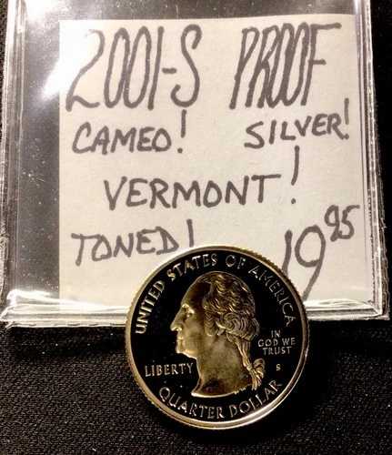 2001年S ワシントン銀貨 25セント硬貨 プルーフ！カメオ！トーン！バーモント州！ENNコイン｜WORLD RESOURCE【QUEEN店】
