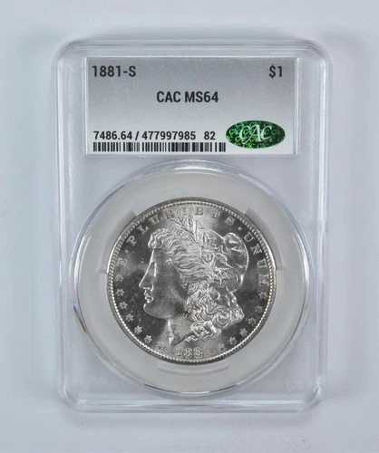 1881年-S モーガンシルバー ドル MS64 CAC CACg *5727-｜WORLD RESOURCE【QUEEN店】 54,780円