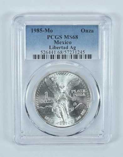 1985年 メキシコ 1オンス シルバー リベルタッド MS68 PCGS ブルーラベル|WORLD RESOURCE【QUEEN店】