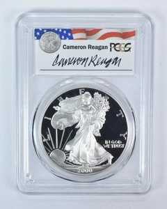 2000年Pミント アメリカンシルバーイーグル キャメロン・レーガン直筆サイン入り PR69 DCAM PCGS｜WORLD RESOURCE【QUEEN店】