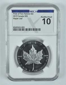 2019年カナダ5ドル銀貨メープルリーフ「二つの国の誇り」改良版PF10 NGC X｜WORLD RESOURCE【QUEEN店】