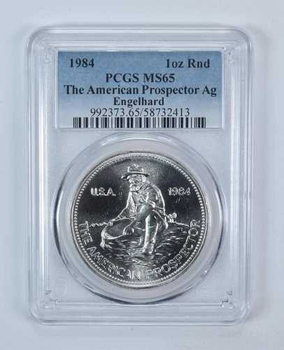 1984年 エンゲルハルト プロスペクター 1オンス シルバーラウンド MS65 PCGS｜WORLD RESOURCE【QUEEN店】 54,780円