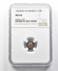 1843年 MO LR メキシコ 1/4レアル MS64 NGC *8668｜WORLD RESOURCE【QUEEN店】