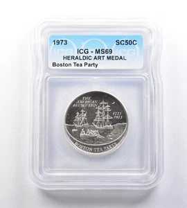 1973年 いわゆるハーフダラー ボストン茶会事件 MS69 ICG *7214｜WORLD RESOURCE【QUEEN店】