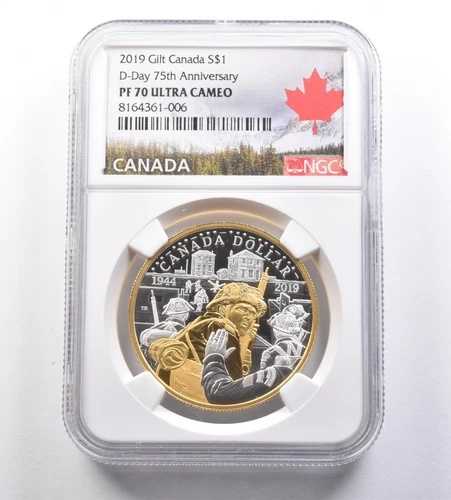 2019年カナダ1ドル金メッキ銀貨 D-Day 75周年記念 PF70 UCAM NGC *7112｜WORLD RESOURCE【QUEEN店】 88,935円