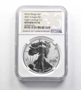 裏面PF70 2021-S アメリカンシルバーイーグルランディングT2シルバーデザインセット NGC *0245|WORLD RESOURCE【QUEEN店】