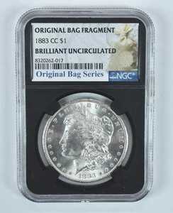 1883年CCミント モーガン銀貨 オリジナルバッグ破片 BU NGC｜WORLD RESOURCE【QUEEN店】