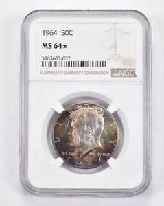 MS64* 1964年ケネディ50セント硬貨 - NGC鑑定済み 素晴らしいトーン *8772|WORLD RESOURCE【QUEEN店】