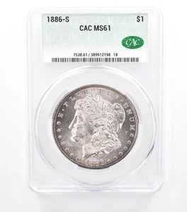 1886年Sミント モーガン銀貨 MS61 CAC CACg 美しいトーン *0988｜WORLD RESOURCE【QUEEN店】