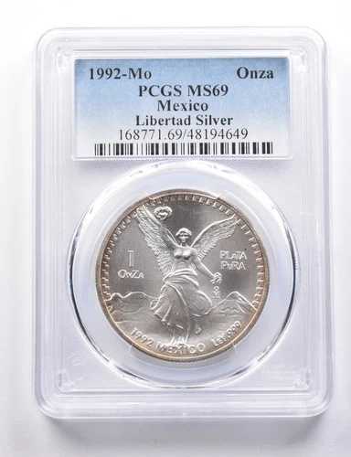 MS69 1992年 メキシコ 1オンス シルバー リベルタッド PCGS *5739|WORLD RESOURCE【QUEEN店】