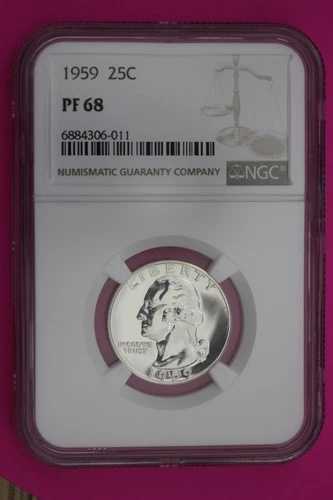 1959年 PF 68 プルーフ ワシントン銀貨 25セント硬貨 NGC鑑定済み 本物 272|WORLD RESOURCE【QUEEN店】