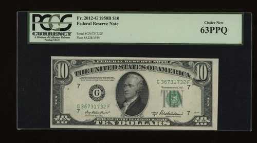 DBR 1950-B $10 シカゴFr。 2012-G PCGS 63 PPQ シリアル G36731732F-｜WORLD RESOURCE【QUEEN店】 35,035円