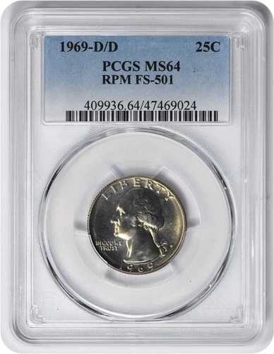 1969年-D/D ワシントンクォーター RPM FS-501 MS64 PCGS-|WORLD RESOURCE【QUEEN店】