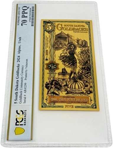 2024年 サウスダコタ州 5ゴールドバック PCGS 70 (インダストリア、インダストリー)｜WORLD RESOURCE【QUEEN店】