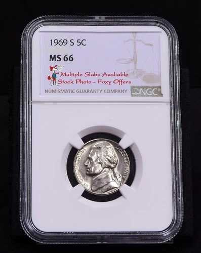 1969年Sミント ジェファーソンニッケル - NGC MS66（バルク）｜WORLD RESOURCE【QUEEN店】