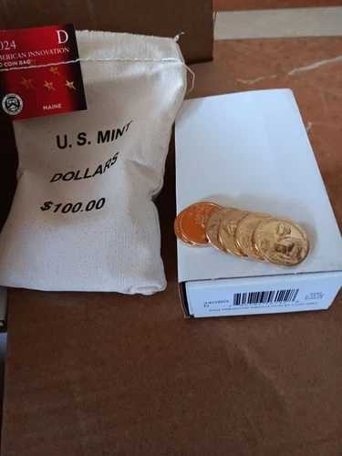 100ドル硬貨 ミントバッグインボックス 2024-D メイン州 (ME) アメリカンイノベーションダラー硬貨 BU UNC｜WORLD RESOURCE【QUEEN店】