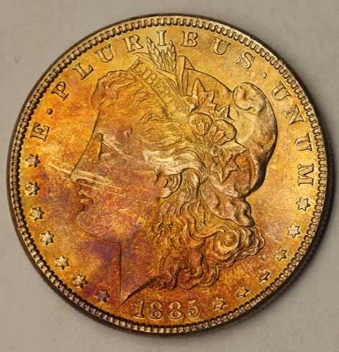 1885年 モーガン銀貨 UNC BU トーンレインボーチョイスBU｜WORLD RESOURCE【QUEEN店】