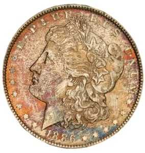 1886年 モーガン銀貨 UNC BU レインボーカラー チョイスBu #2308｜WORLD RESOURCE【QUEEN店】
