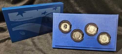 2014 John F Kennedy 1/2ドル 50周年記念 4 コイン プルーフ セット 箱と鑑定書付き-|WORLD RESOURCE【QUEEN店】