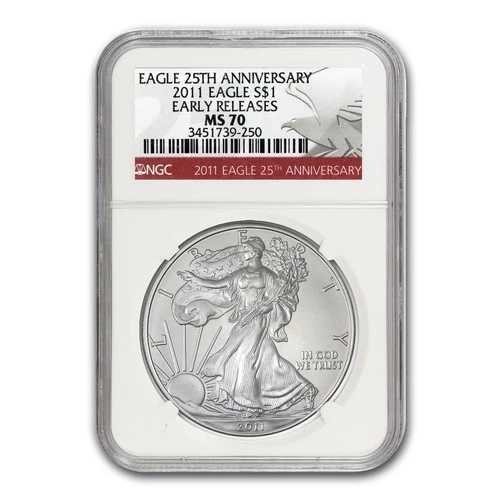 2011 シルバー イーグル MS-70 NGC (ER、25周年記念レッドラベル)-|WORLD RESOURCE【QUEEN店】