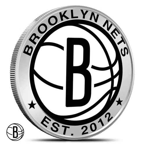 1オンス カラー化 NBA ブルックリン・ネッツ シルバーラウンド (未開封)｜WORLD RESOURCE【QUEEN店】