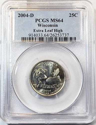 2004年 D ステート クォーター PCGS MS-64 ウィスコンシン-エクストラリーフ ハイ-|WORLD RESOURCE【QUEEN店】