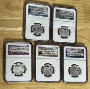 2016年Sミント 25セント銀貨プルーフセット 5枚組 - NGC PF 70 ウルトラカメオ|WORLD RESOURCE【QUEEN店】