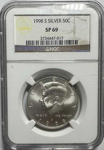 1998年Sミント発行の米国銀貨ケネディ50セント硬貨 - NGC社による鑑定グレードSP69 - サテン仕上げ｜WORLD RESOURCE【QUEEN店】
