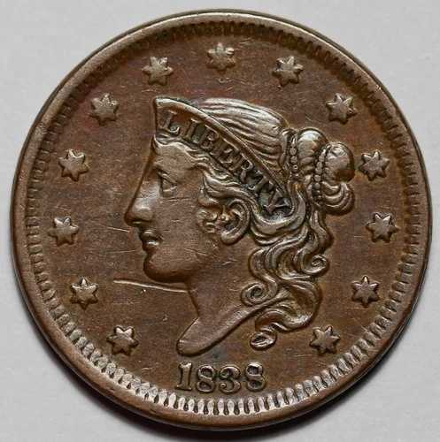 1838年 コロネットヘッド ラージセント - スクラッチ - 米国 1セント銅貨|WORLD RESOURCE【QUEEN店】