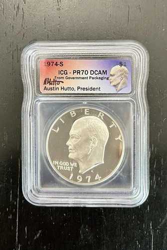 1974年-S Eisenhower Ike Dollar PR70 DCAM ICG Austin Hutto サイン入り-｜WORLD RESOURCE【QUEEN店】