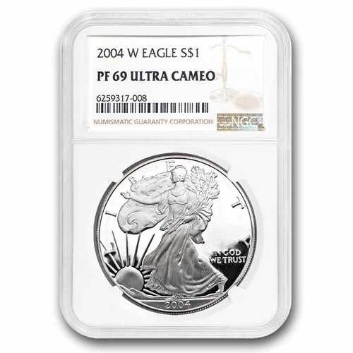 2004年WミントプルーフアメリカンシルバーイーグルPF-69 NGC｜WORLD RESOURCE【QUEEN店】