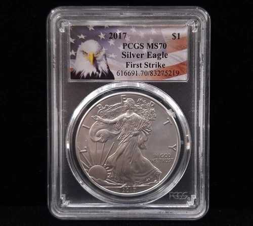 2017年発行 1ドル アメリカン・シルバーイーグル ファーストストライク 1オンス PCGS MS70 (I-19171)｜WORLD RESOURCE【QUEEN店】