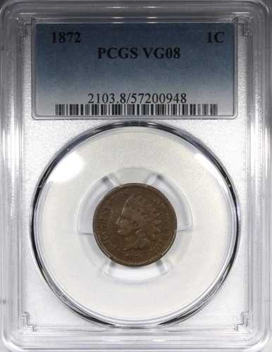 1872年インディアンヘッドセント PCGS VG8 流通品 状態良好 1セント｜WORLD RESOURCE【QUEEN店】