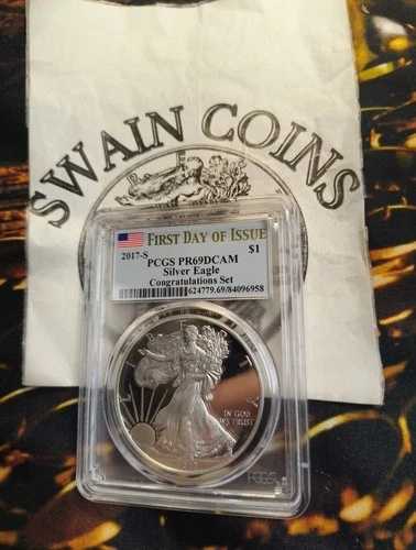 2017-S アメリカン シルバー イーグル お祝いセット PCGS PR69 初日発行e-164-|WORLD RESOURCE【QUEEN店】
