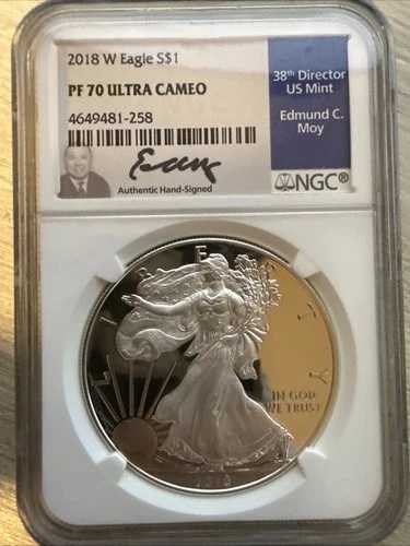 2018年 W イーグル NGC PF 70 ウルトラ カメオプルーフ エドモンド・モイ署名入り｜WORLD RESOURCE【QUEEN店】