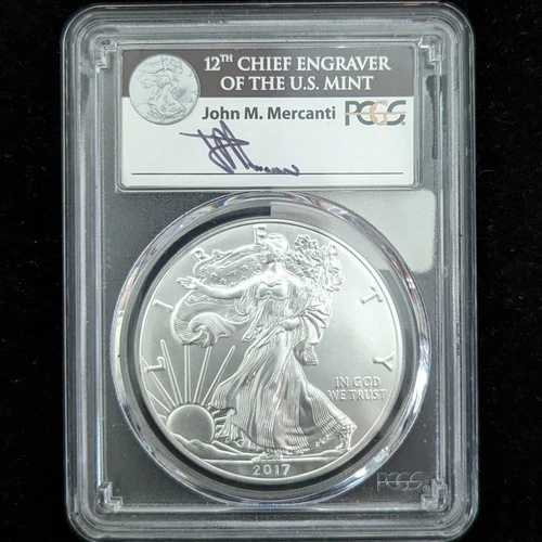 2017年シルバーイーグル1ドル硬貨(PCGS MS 70、限定1000枚、ジョン・M・メルカンティ署名入り)|WORLD RESOURCE【QUEEN店】