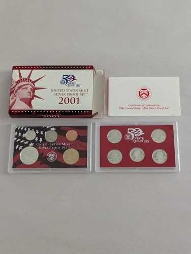 2001年米国造幣局発行シルバープルーフセット - 造幣局の箱入り、鑑定書付き|WORLD RESOURCE【QUEEN店】