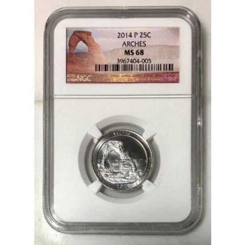 2014年 アーチーズ クォーター NGC MS68 ***Rev Tye's Coin Stache*** #4005115|WORLD RESOURCE【QUEEN店】