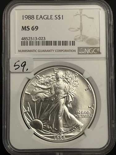 1988年発行 1ドル アメリカンシルバーイーグル NGC MS69 ブラウンラベル｜WORLD RESOURCE【QUEEN店】