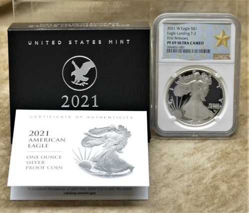 2021年Wミントプルーフ1ドル銀貨タイプ2アメリカンシルバーイーグルNGC PF69UC FRウェストポイントスターラベル｜WORLD RESOURCE【QUEEN店】