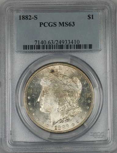 1882年Sミント モーガン銀貨 1ドル硬貨 PCGS MS-63 (2B)｜WORLD RESOURCE【QUEEN店】 46,860円
