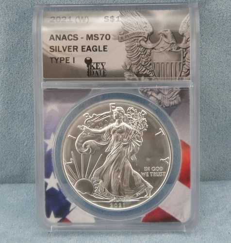 2021年発行 1オンス アメリカンシルバーイーグル タイプI、ANACS MS 70｜WORLD RESOURCE【QUEEN店】