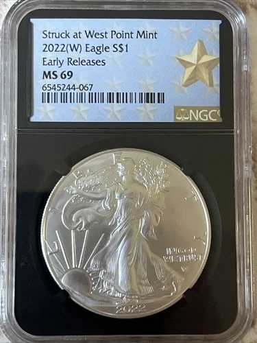 2022年（W）アメリカン・シルバーイーグル - NGC MS69 アーリーリリース スターラベル ブラックコア｜WORLD RESOURCE【QUEEN店】