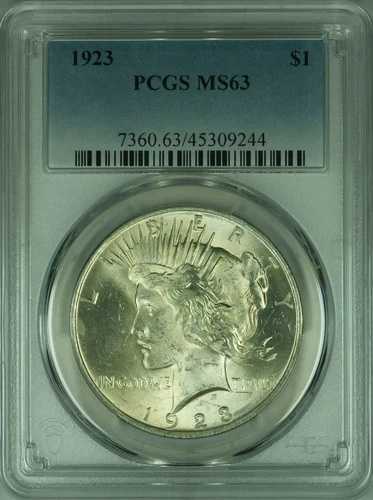 1923年ピース銀貨 S$1 PCGS MS-63 (40L)|WORLD RESOURCE【QUEEN店】