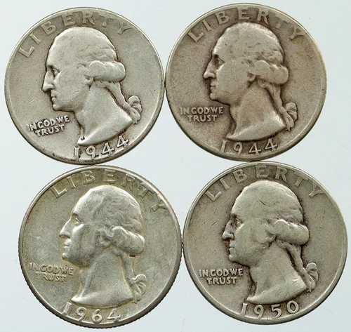 アメリカ合衆国 ワシントン グループ 銀貨 25セント硬貨 4枚セット ギフト i116298｜WORLD RESOURCE【QUEEN店】