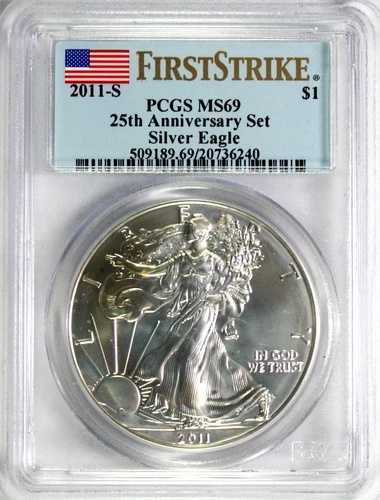 2011-S アメリカン シルバー イーグル PCGS MS 69 #GA6-40 "25 周年記念セット"-｜WORLD RESOURCE【QUEEN店】