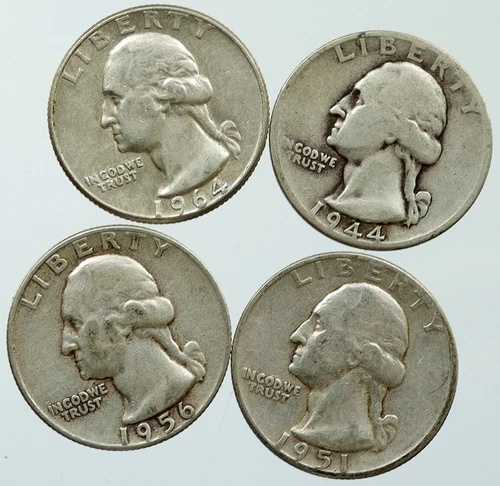 アメリカ合衆国 ワシントン グループ 銀貨 25セント硬貨 4枚セット ギフト i116313｜WORLD RESOURCE【QUEEN店】