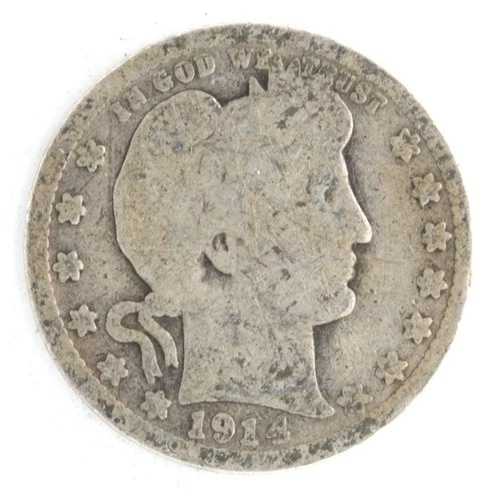 アメリカ合衆国 1914年Sミント バーバークォーター 25セント 銀貨 90% サンフランシスコ造幣局|WORLD RESOURCE【QUEEN店】